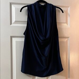 Boston Proper Navy Drape Sleeveless Blouse